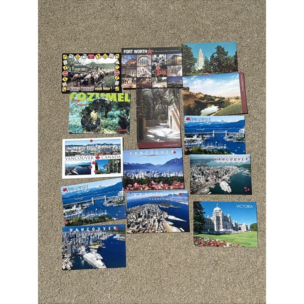 Vintage Post Card Lot Of 14 Unposted Multinational Tourism Travel